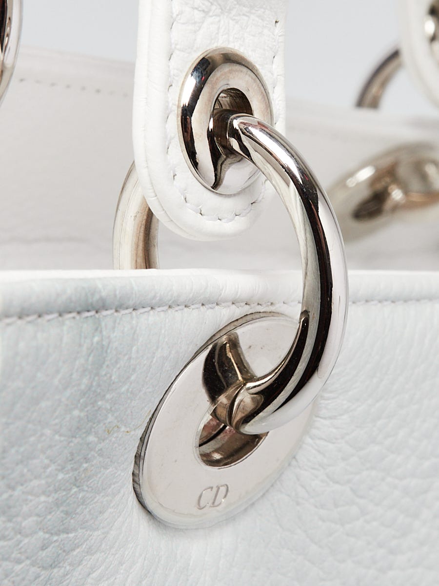 Christian Dior White Floral Printed Leather Lady Dior Large Tote