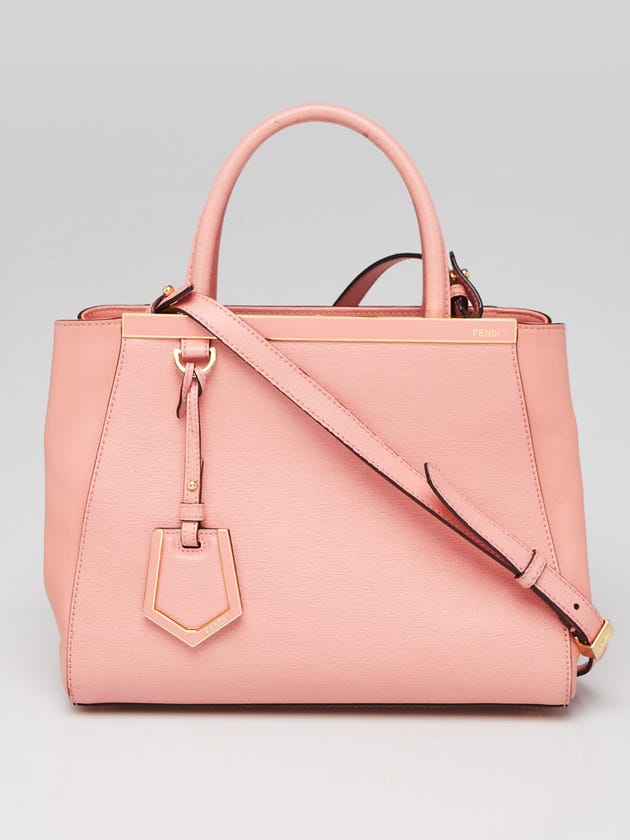 Fendi Light Pink Leather Beige Canvas 2Jours Tote