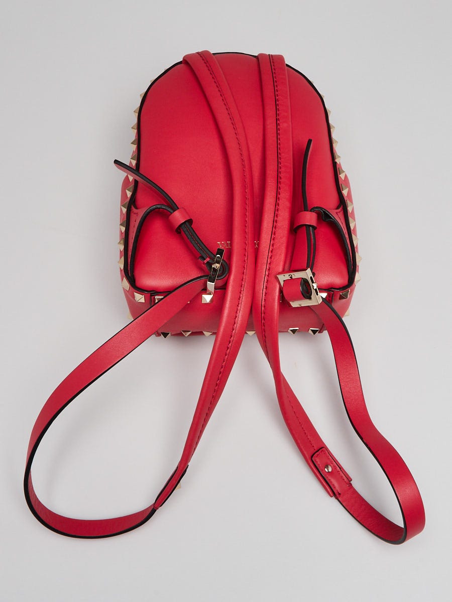 Valentino Red Smooth Leather Rockstud Mini Backpack Bag  display picture 2