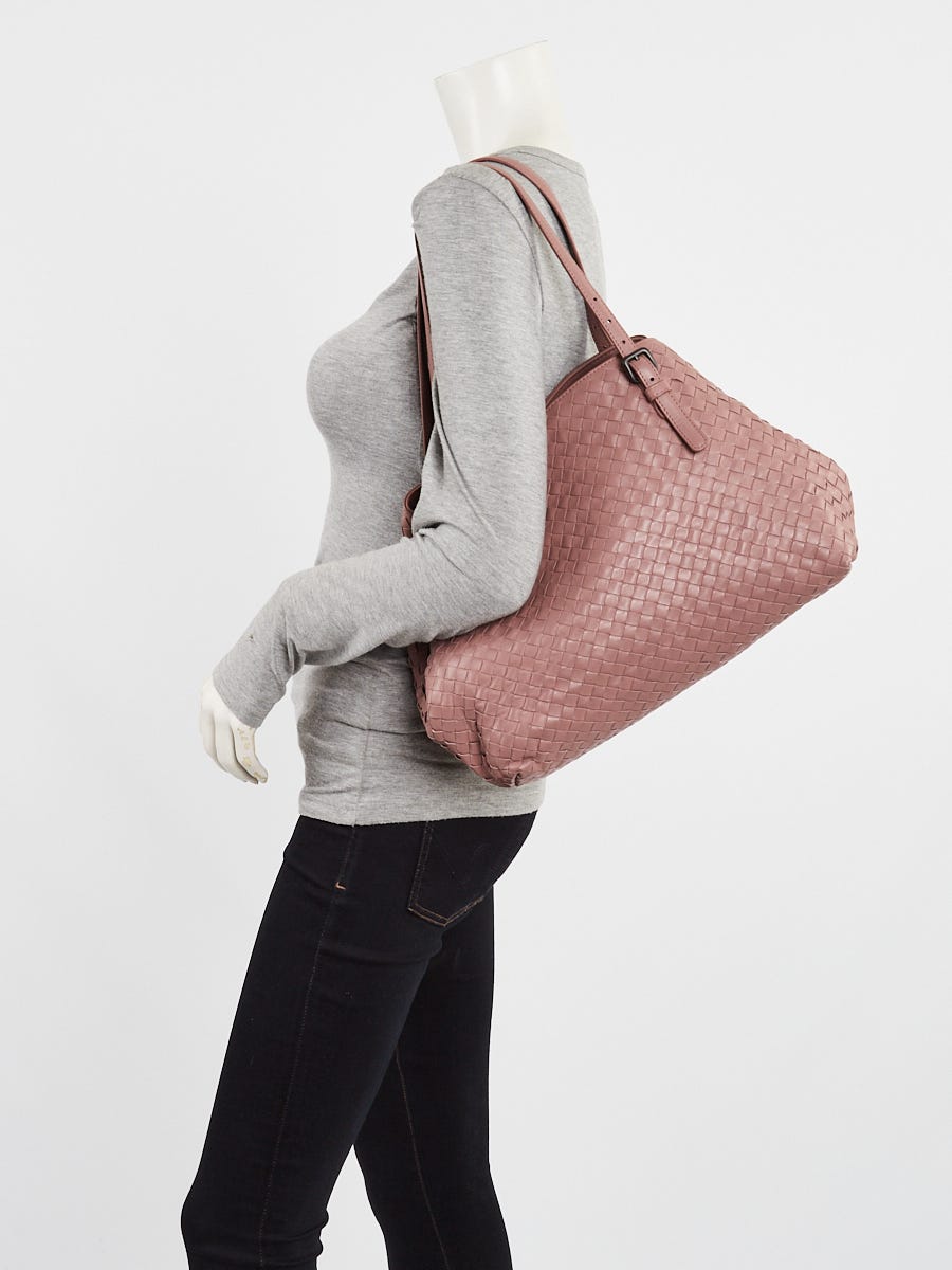トートバッグ BOTTEGA VENETA Pink Leather Handbag Bottega Veneta Pink Intrecciato Woven Nappa Leather Medium