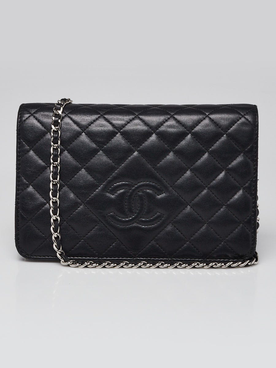 Chanel Black Quilted Leather Diamond CC WOC Clutch Bag