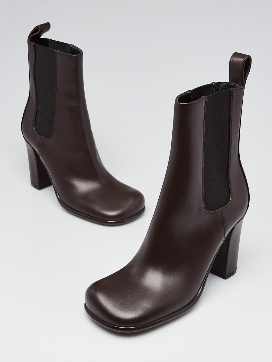 Bottega Veneta Brown Leather Storm Chelsea Ankle Boots Size 10