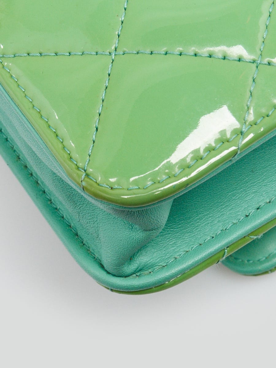 Chanel Green Quilted Patent Leather Classic WOC Clutch Bag