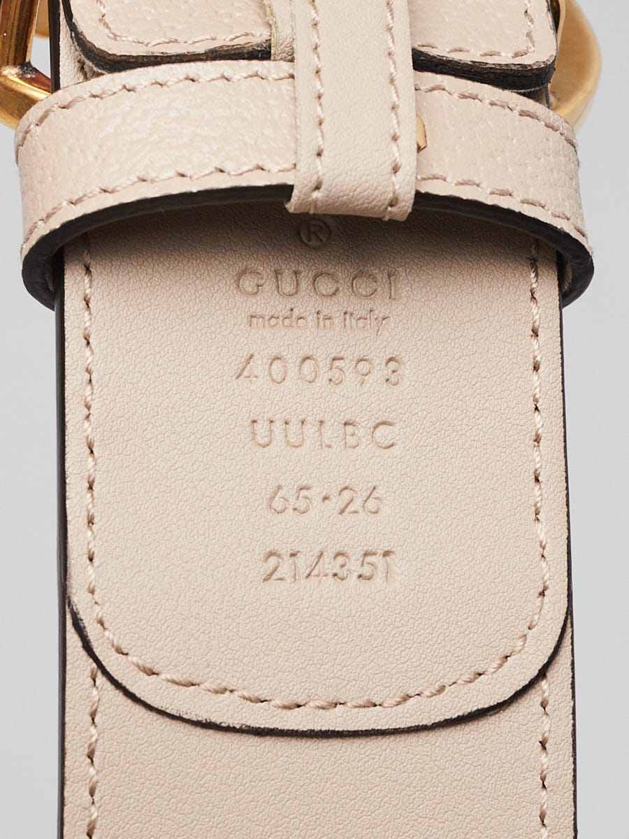 Gucci Beige/White Supreme Coated Canvas Double G Belt Size 65/26