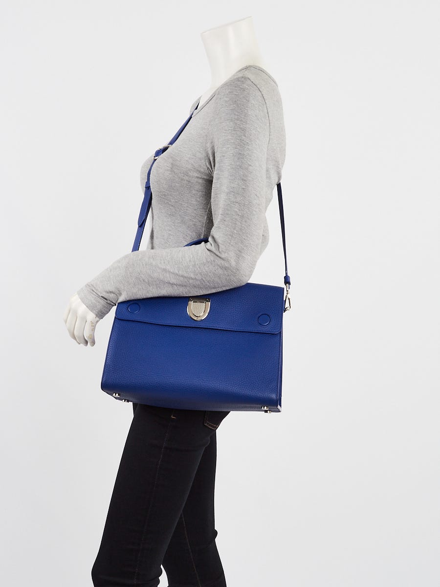 Christian Dior Blue Pebbled Leather Medium Diorever Bag