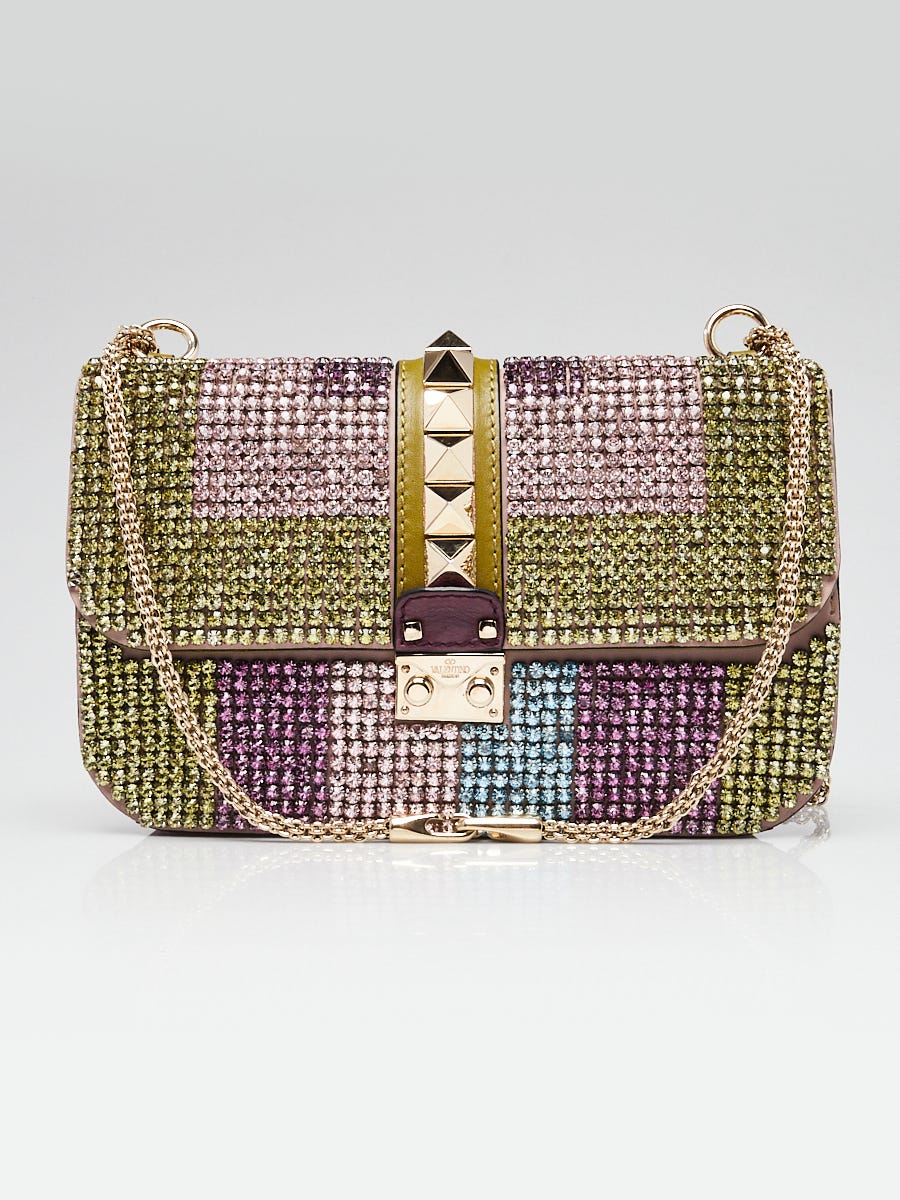 Valentino Multicolor Crystal Glam Lock Medium Flap Bag Yoogi s