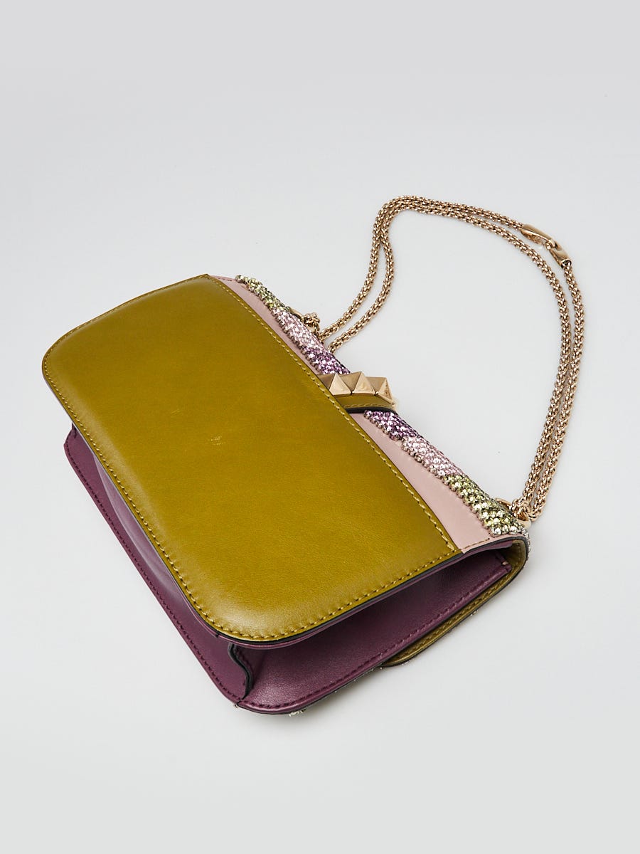 Valentino Multicolor Crystal Glam Lock Medium Flap Bag | Yoogi's