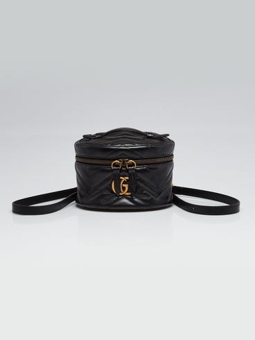 Gucci Black Quilted Leather Marmont Mini Round Backpack Bag
