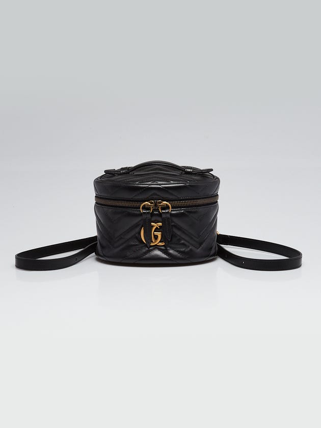 Gucci Black Quilted Leather Marmont Mini Round Backpack Bag
