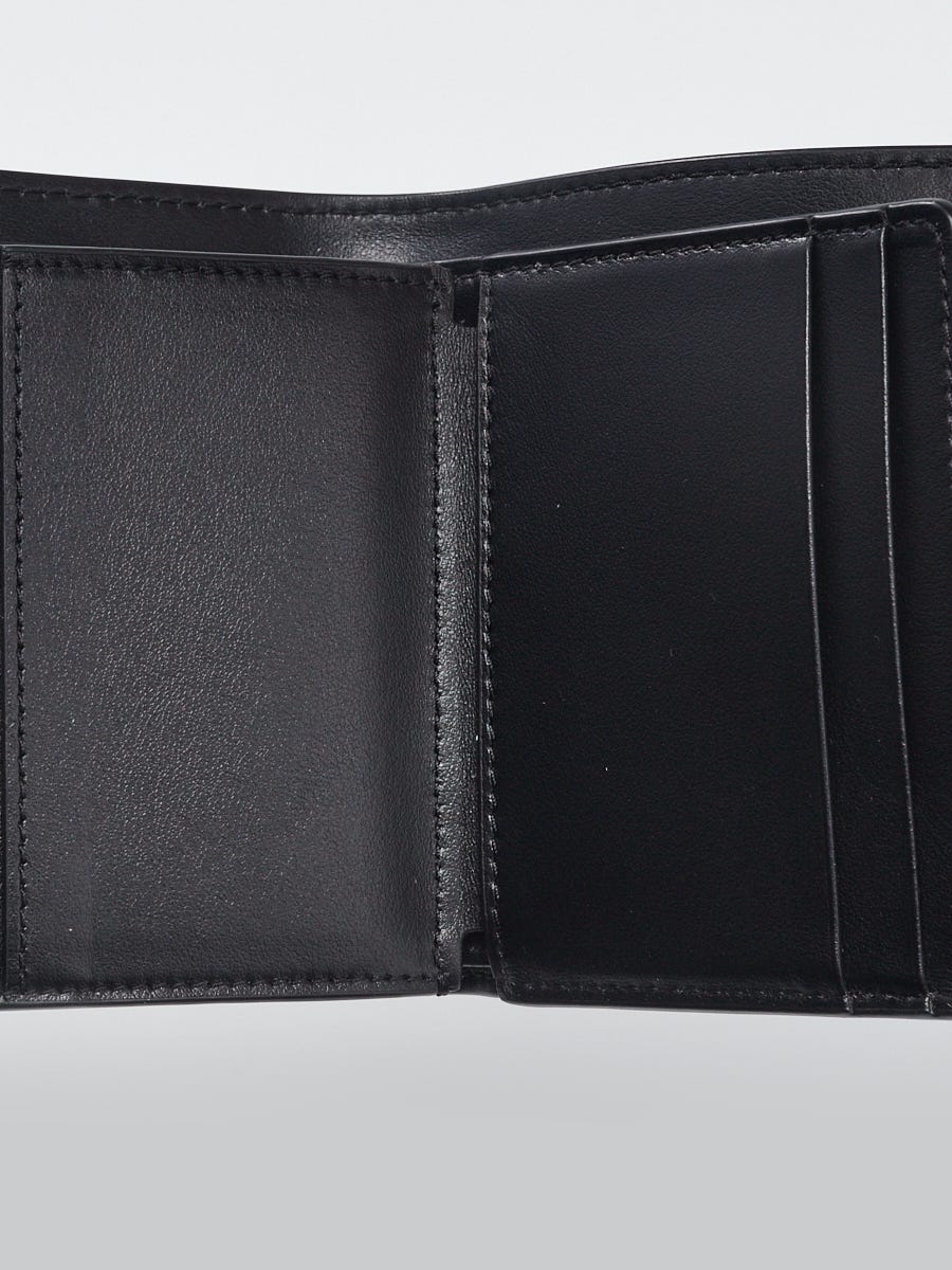 Celine Black Grained Leather Trifold Compact Wallet