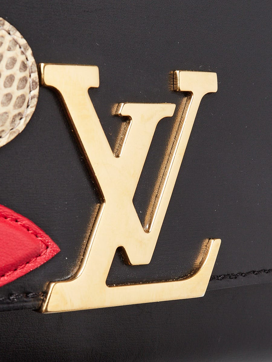 Louis Vuitton Black Leather Python Chain Louise Iris Blossom