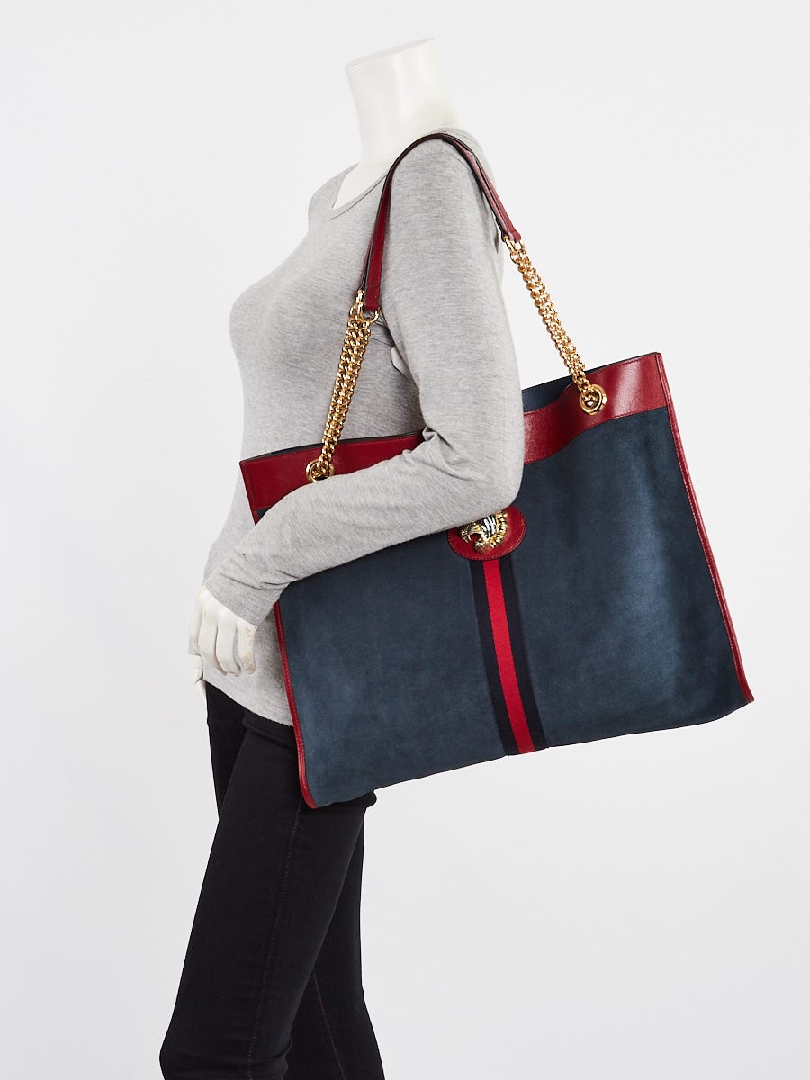 Gucci Blue Suede Large Rajah Tote Bag | Yoogi's Closet