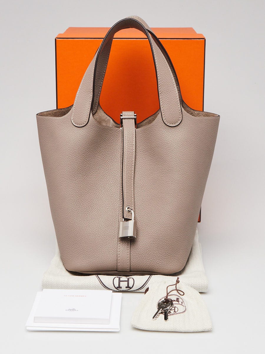 Hermes 18cm Gris Asphalt Taurillon Maurice Leather Palladium