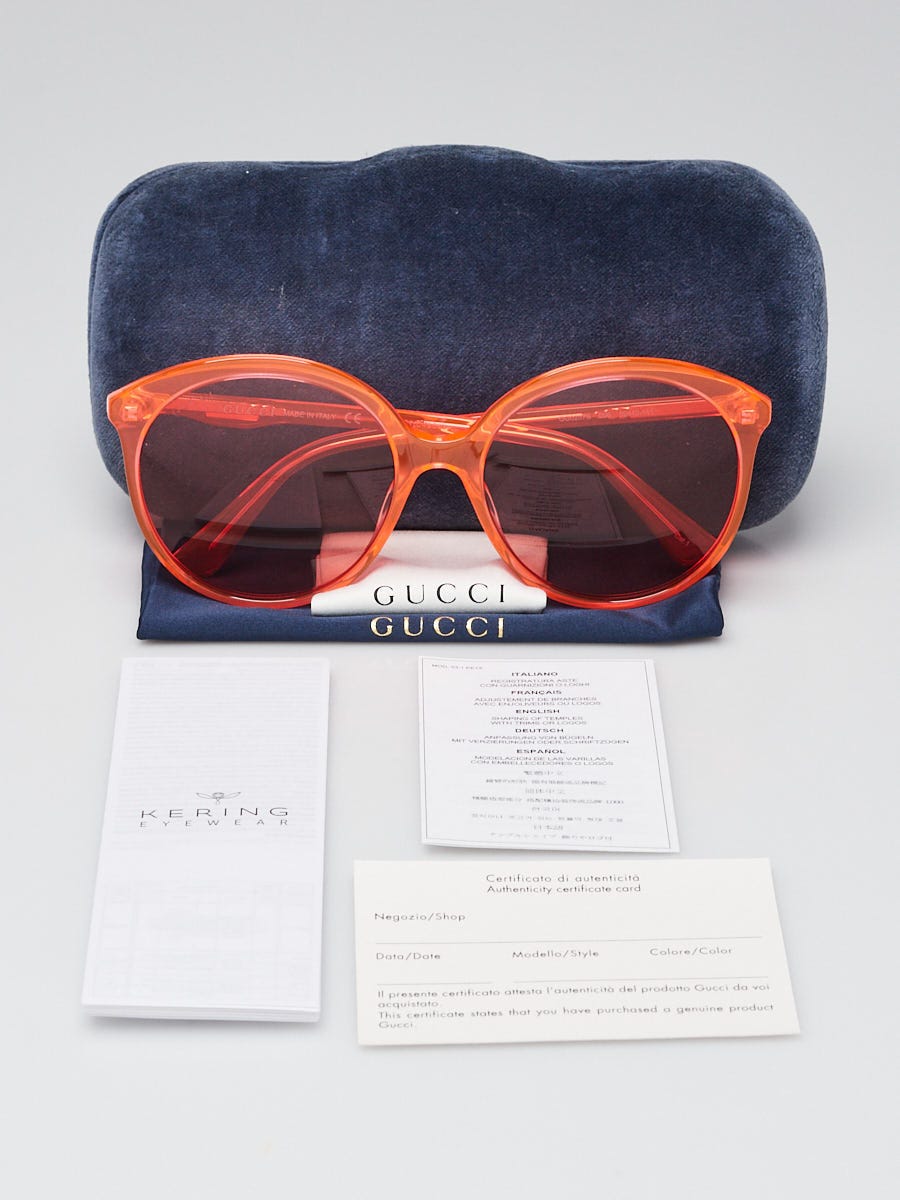Gucci Pink Transparent Acetate Frame Sunglasses- GG0257S | Yoogi's