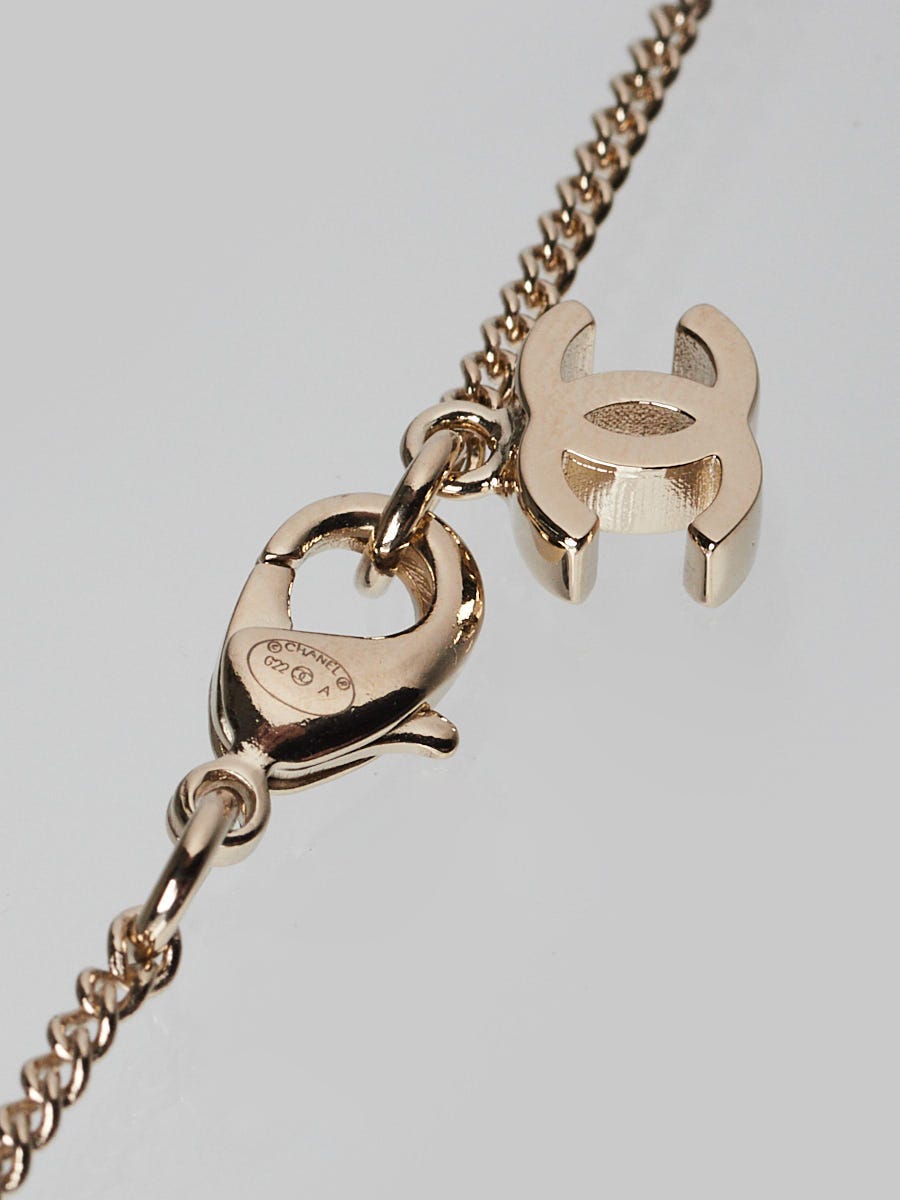 Chanel Goldton Metal and Crystal CC Scissor Pendant Necklace