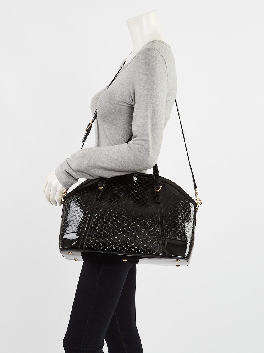 Gucci Black Microguccissima Patent Leather Nice Top Handle Bag