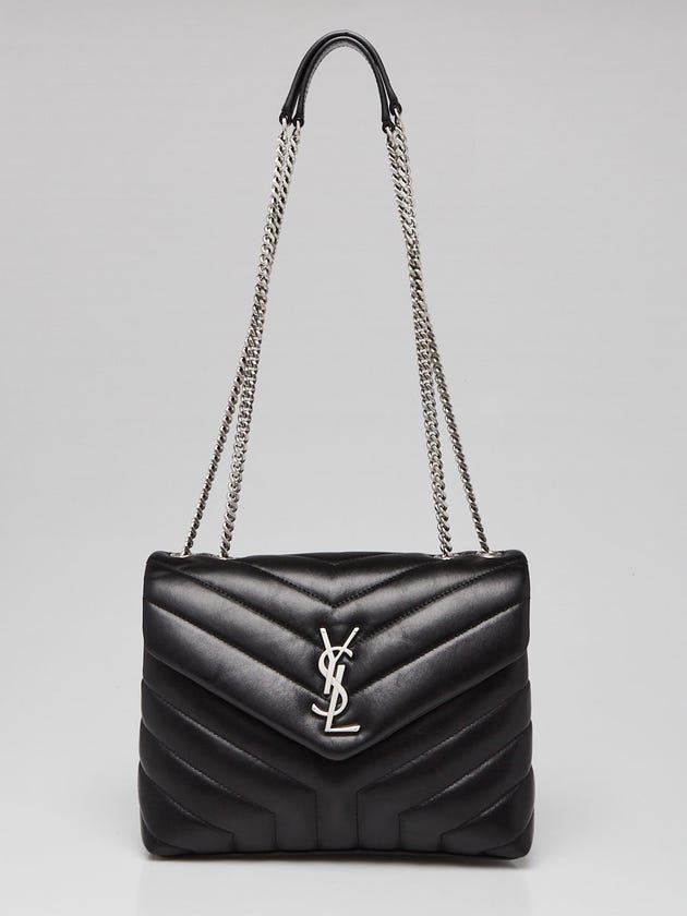 Yves Saint Laurent Black Chevron Quilted Leather Small LouLou Bag