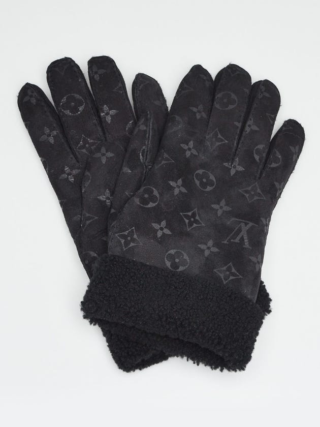 Louis Vuitton Black Shearling Monogram Eclipse Gloves