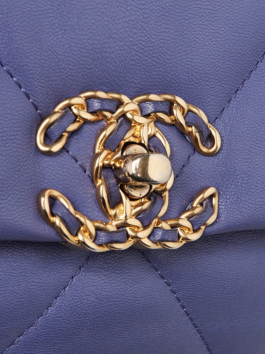 CHANEL カシミヤ手袋 パープル Chanel Purple Quilted Goatskin Leather Chanel 19 Large Flap