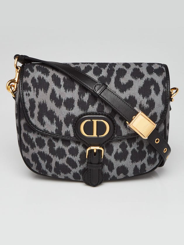 Christian Dior Black/Grey Mizza Embroidered Canvas Medium Bobby Crossbody Bag