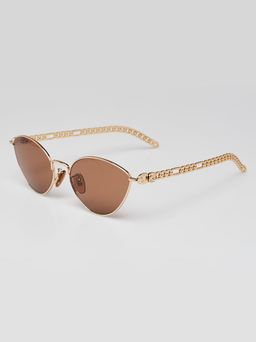 Gucci Goldtone Metal Chain Cat Eye Sunglasses w/ Charms GG0977S