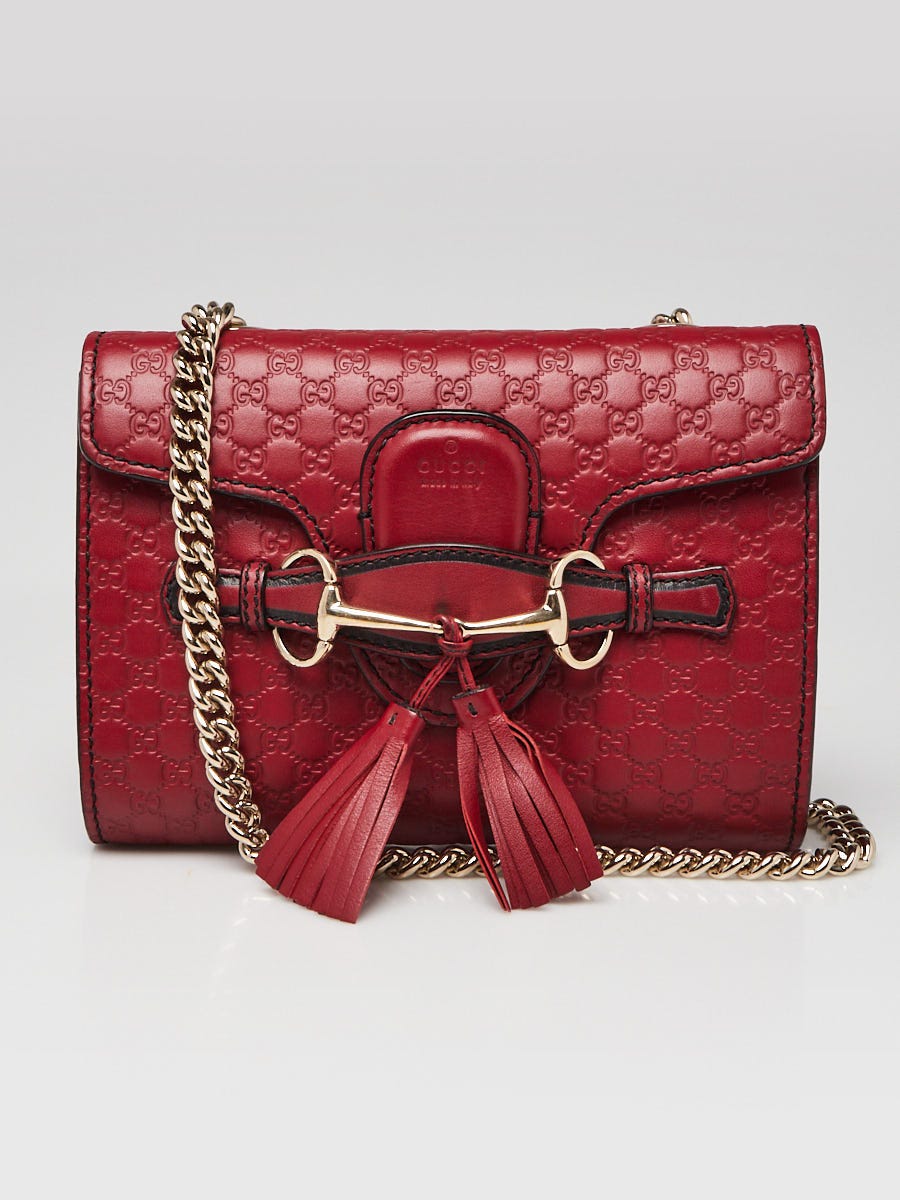 Gucci Red Micro Guccissima Leather Emily Small Shoulder Bag