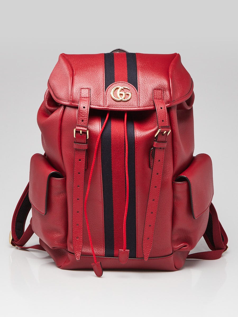 Red leather store gucci backpack