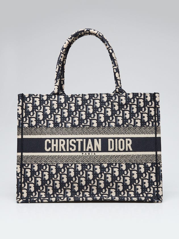 Christian Dior Blue Oblique Canvas Small Book Tote Bag