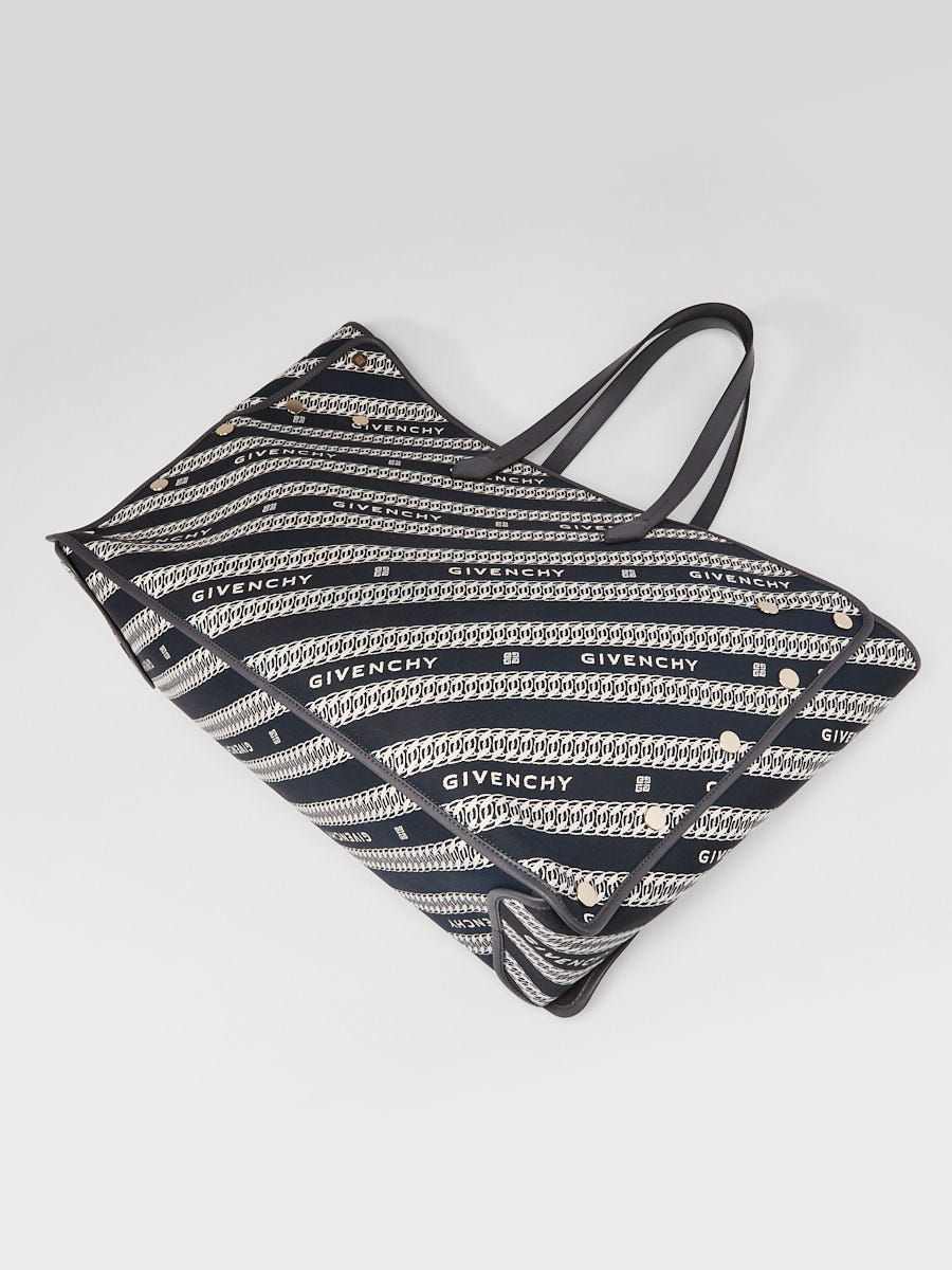 Givenchy Black Jacquard Canvas Medium Bond Chain Tote Bag