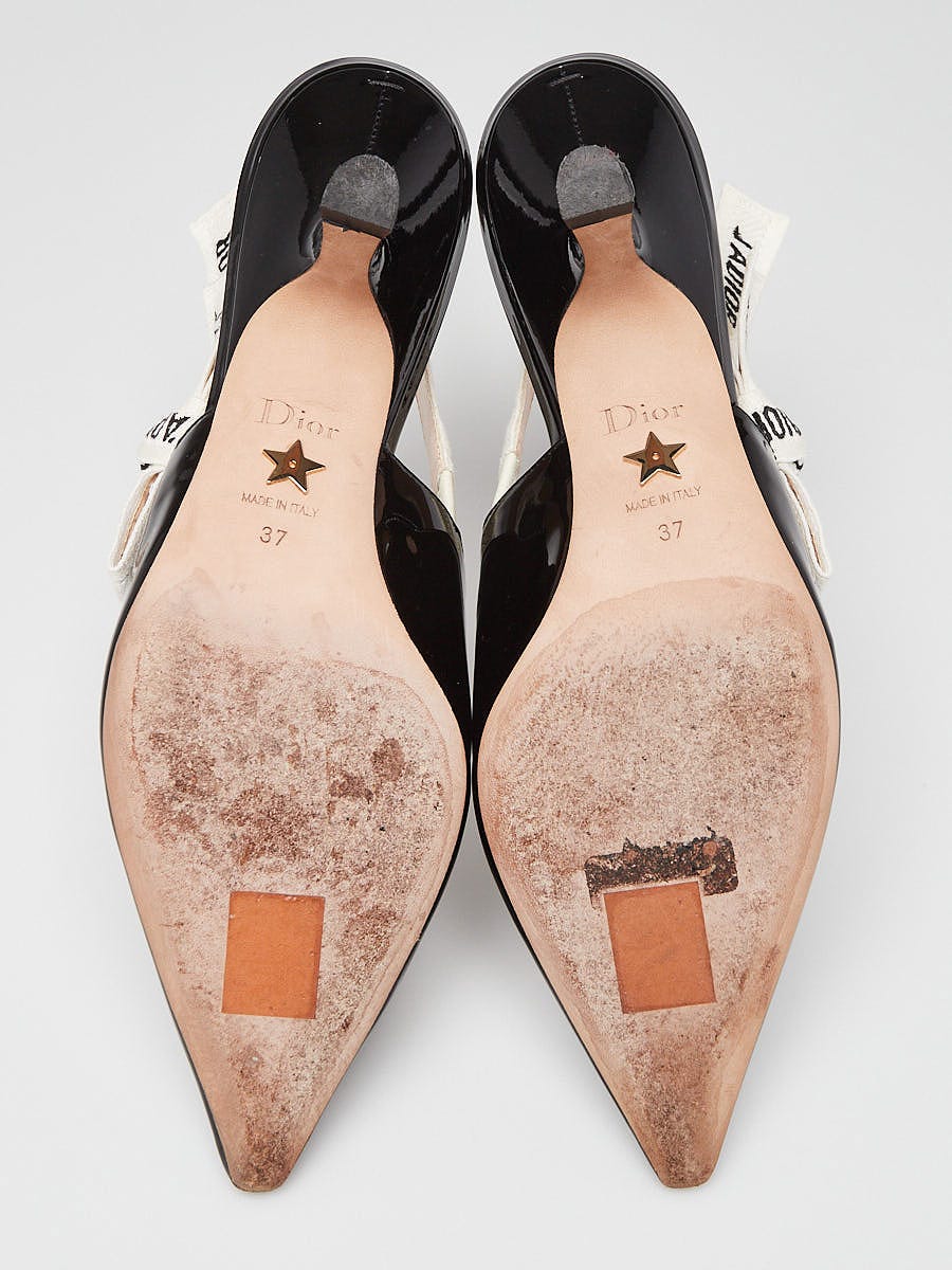 Christian Dior Black Patent Leather J'Adior Slingback Heel Pumps