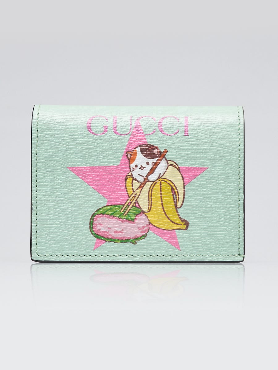 Gucci buy Calfskin Logo Zip Around Card Case Bright Pink Green