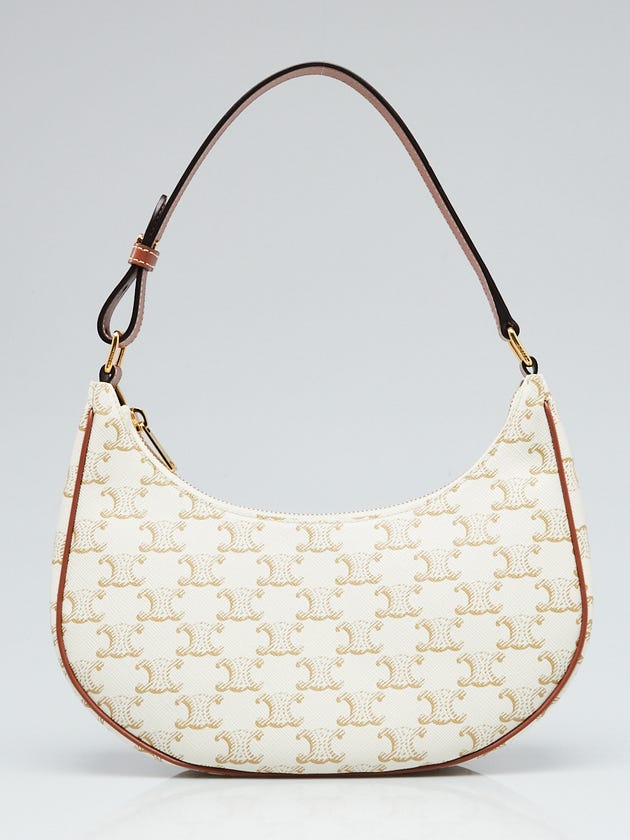 Celine White Triomphe Coated Canvas Ava Shoulder Bag