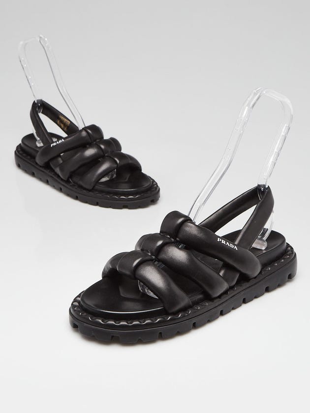 Yasirun Womens Black Asymmetrical Strap Sandals PU Leather Size 5 M US