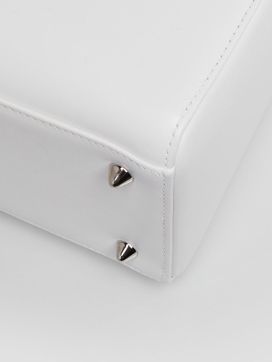 Christian Dior White Leather Embroidered Medium Lady Dior