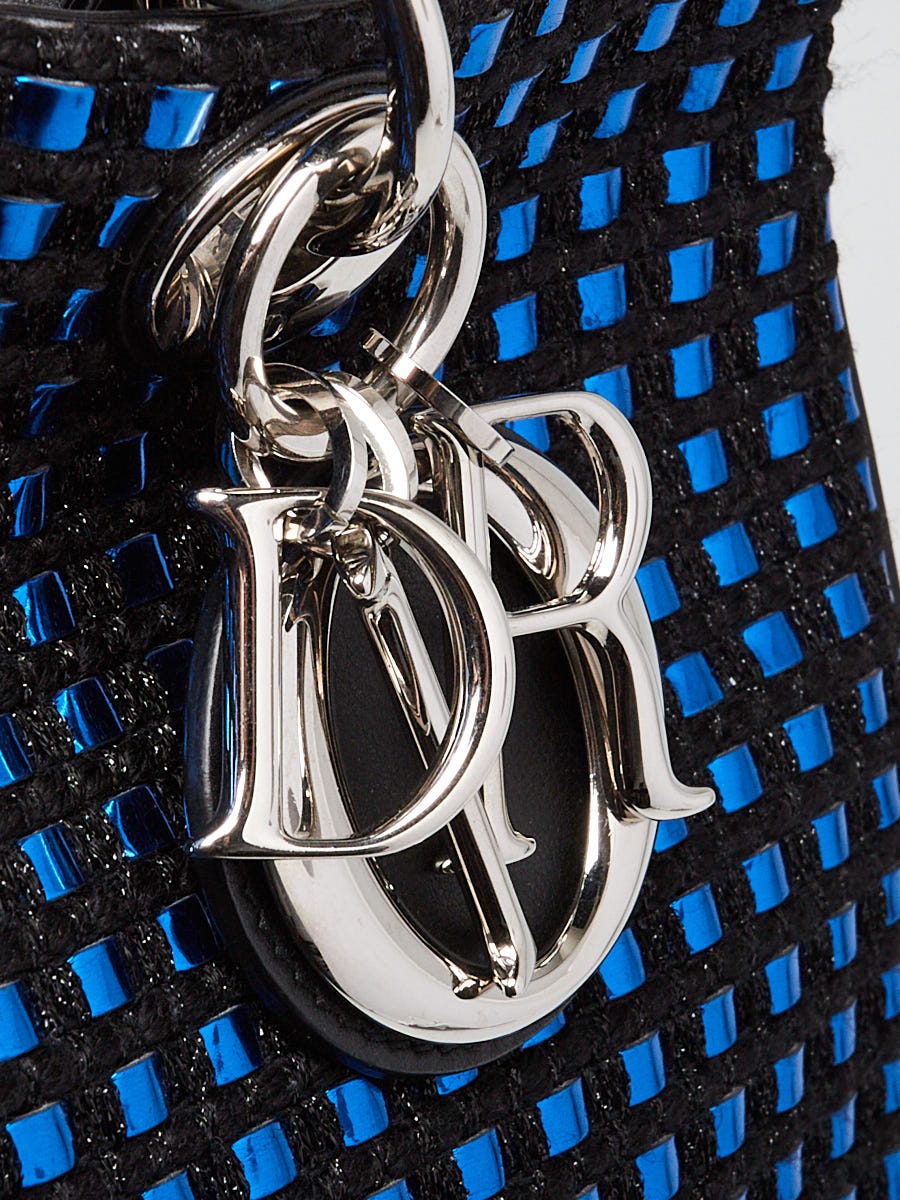 Christian Dior Metallic Blue Woven Tweed Patch Large Lady