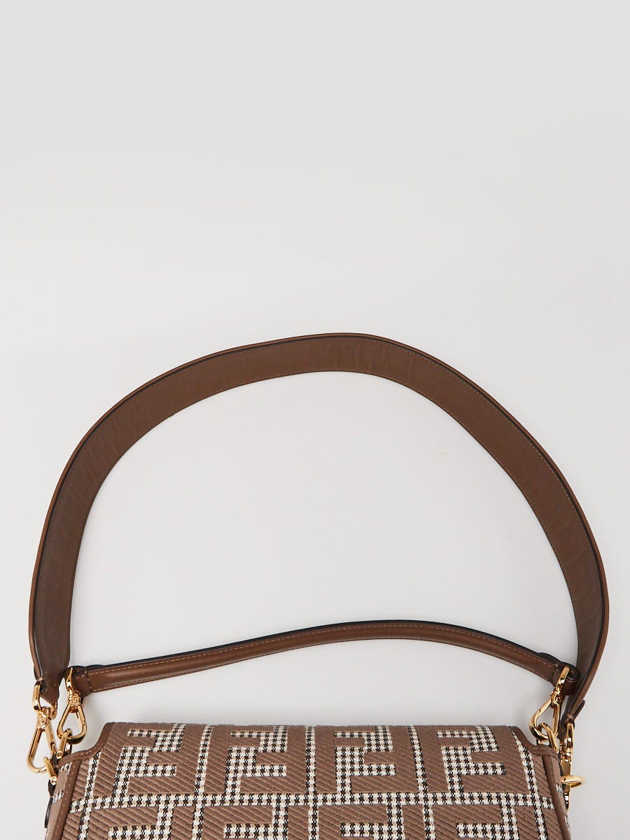 Fendi Beige/Moro FF Embroidered Canvas Baguette Crossbody Fendi Beige/Moro FF Embroidered Canvas Baguette Crossbody