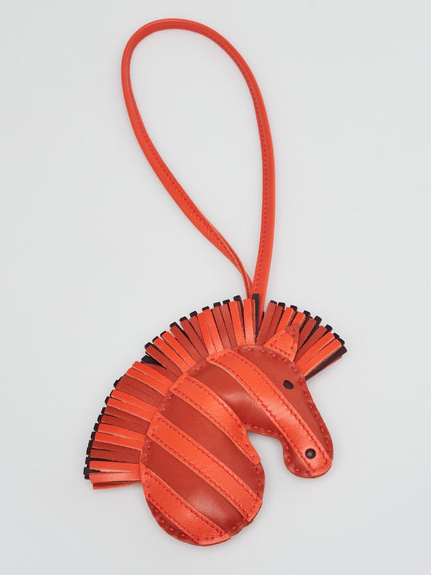 Hermes Carnelian/Poppy/Rouge Sellier Milo Lambskin Leather Geegee Savannah Bag Charm