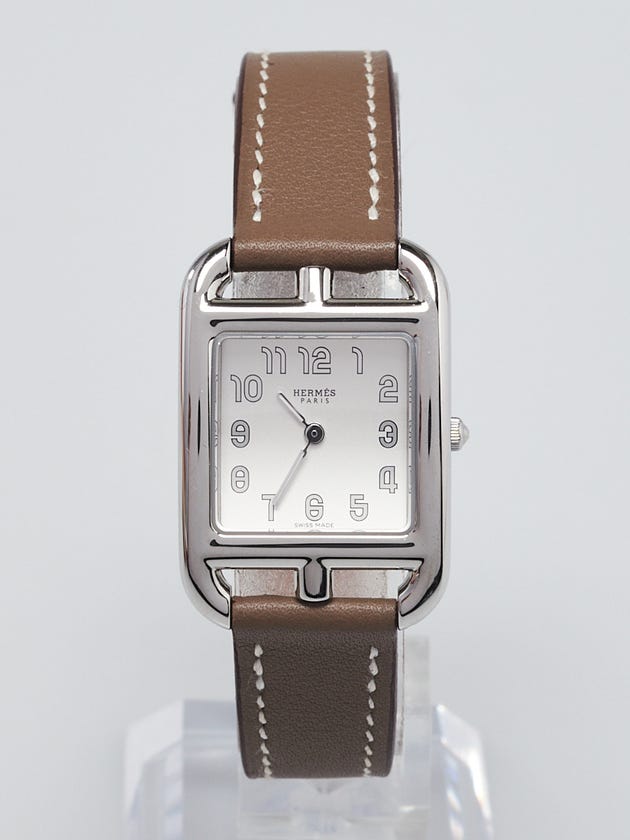Hermes 31mm Etoupe Leather and Stainless Steel Small Model Cape Code Swiss Quartz Watch-CC1.210a