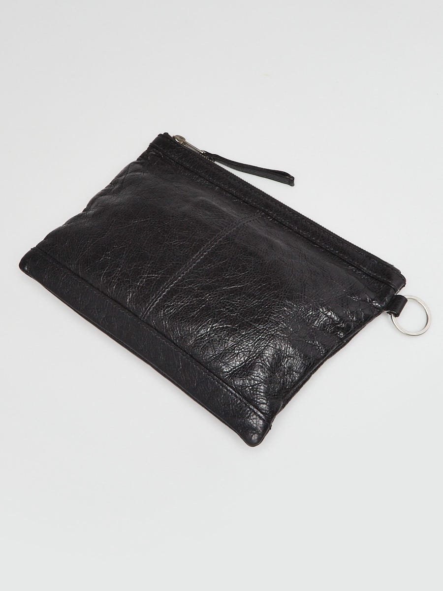 Balenciaga Black Lambskin Leather Classic Clip Clutch Bag