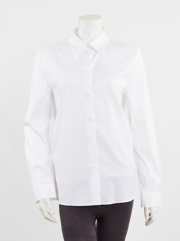 Prada White Cotton Button Up Blouse Size 10/44