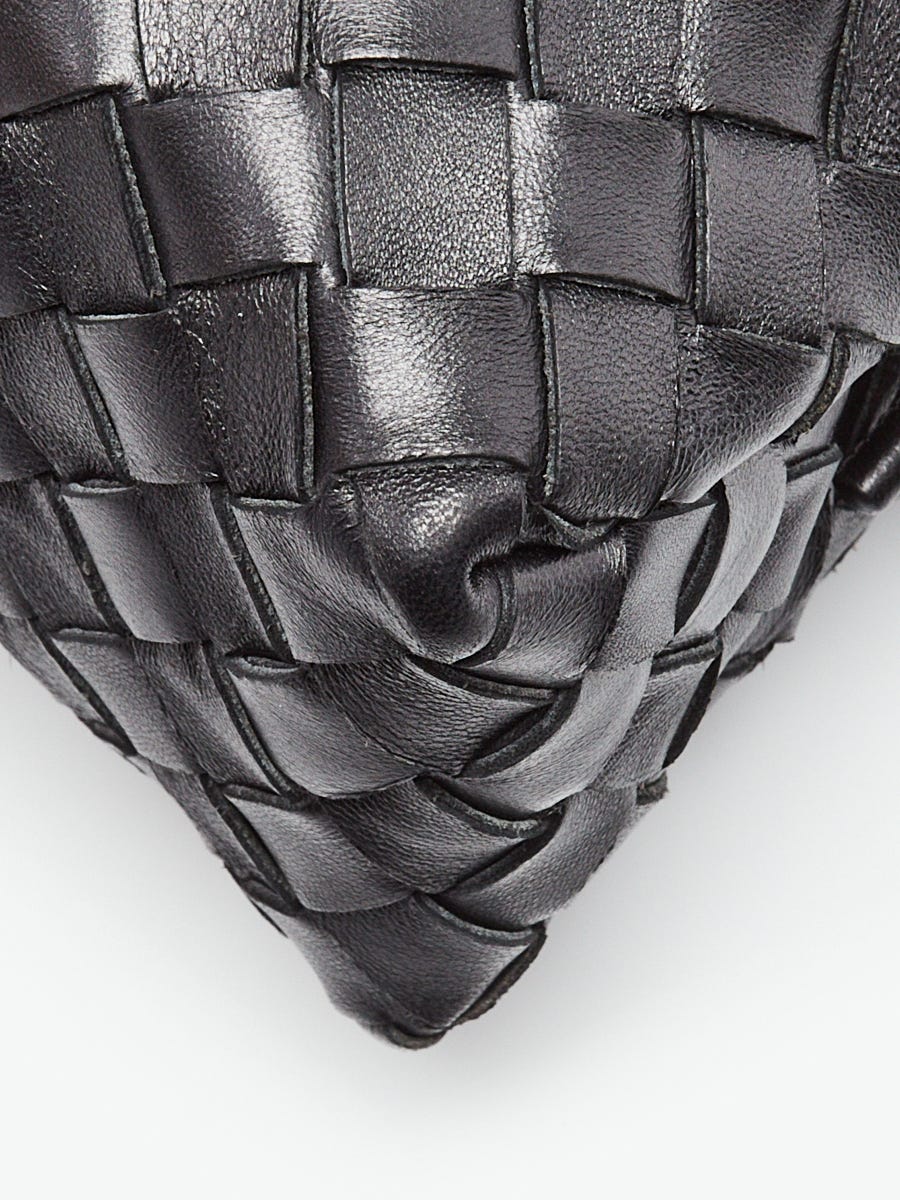 Bottega Veneta Black Intrecciato Woven Nappa Leather Small Loop