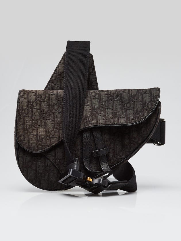 Christian Dior Black Oblique Jacquard Canvas Saddle bag