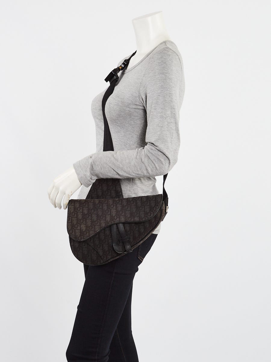 Christian Dior Black Oblique Jacquard Canvas Saddle bag