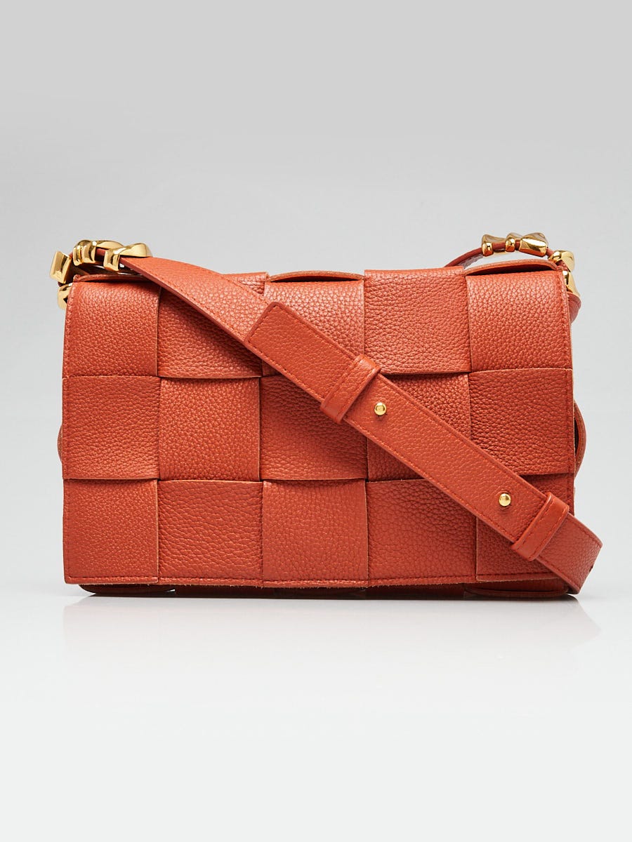 Bottega Veneta Orange Nappa Leather Maxi Weave Cassette