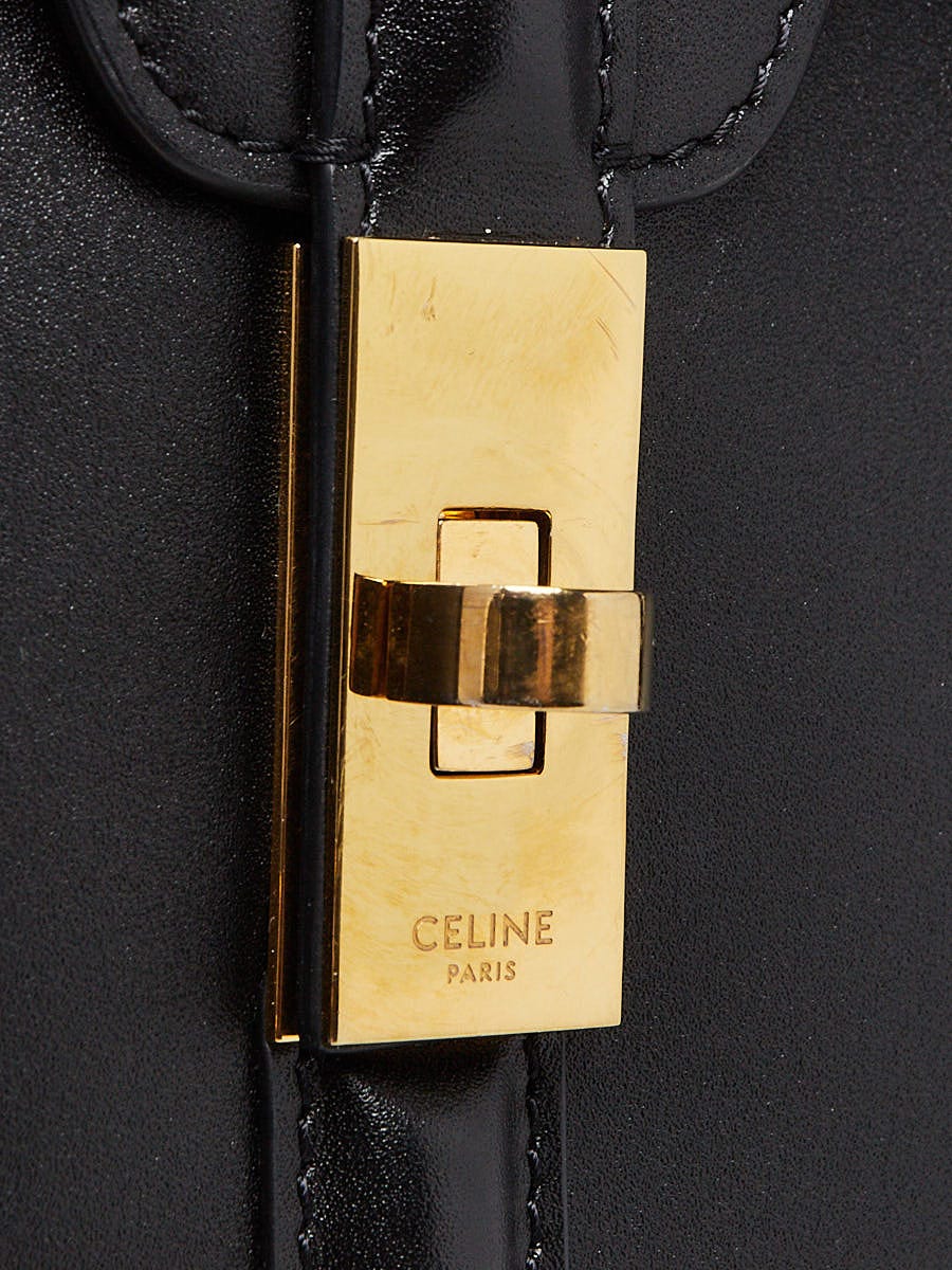 Celine Black Smooth Leather Medium 16 Top Handle Bag