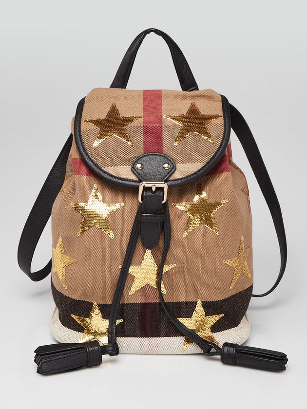 burberry sequin star leather blend backpack Patent Embellished Small TB Lola Bag Black 1191607 FASHIONPHILE it boasts a top carry handle and adjustable padded straps Burberry Check Backpack