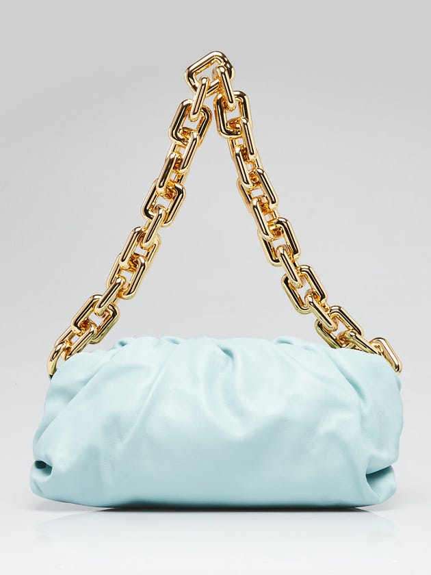Bottega Veneta Light Blue Leather Chain Pouch Bag