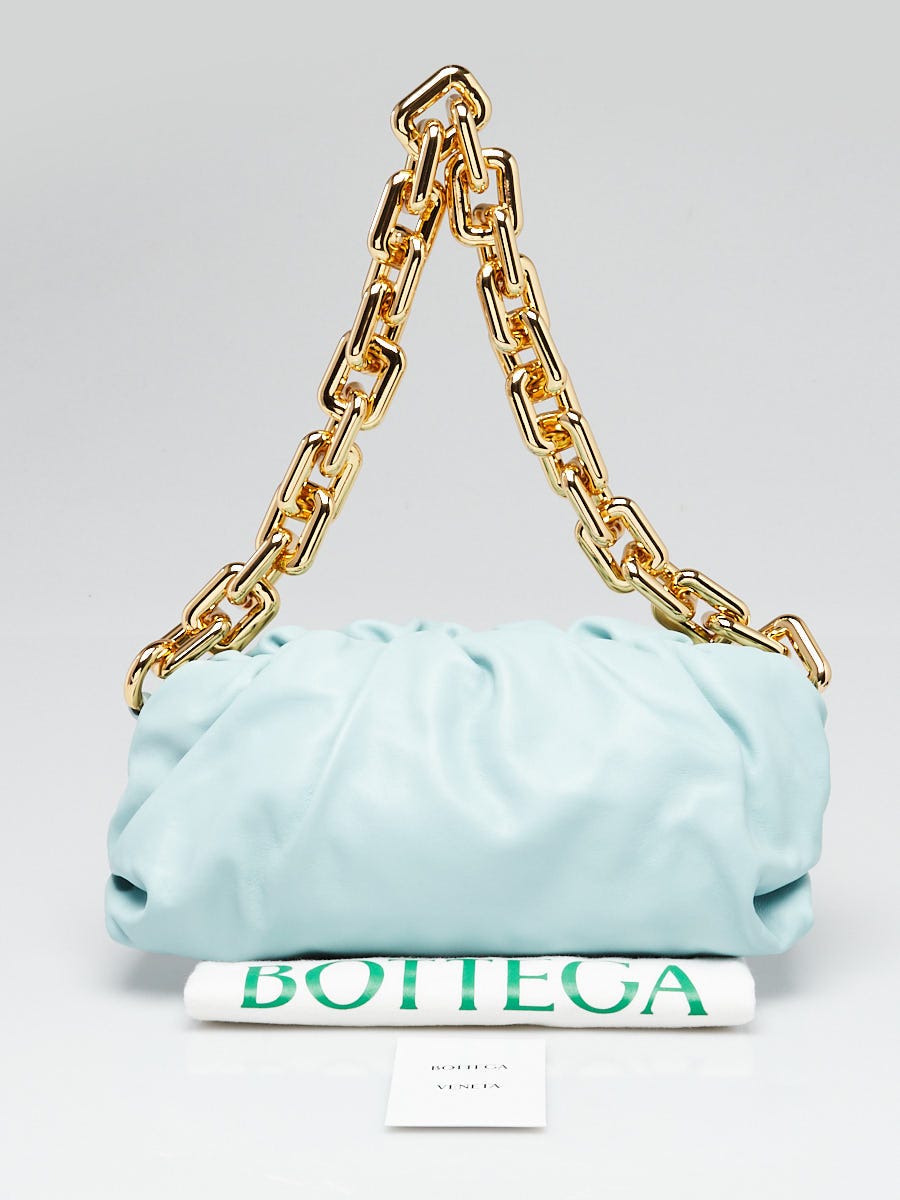 Bottega Veneta Light Blue Leather Chain Pouch Bag | Yoogi's Bottega Veneta Light Blue Leather Chain Pouch Bag | Yoogi's