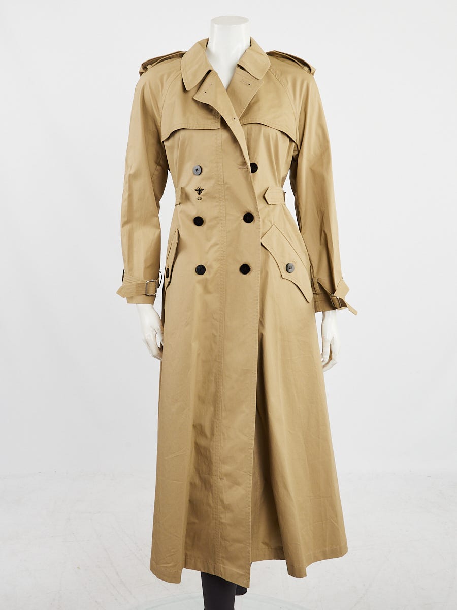 Christian Dior Beige Cotton Long Trench Coat Size 4/36