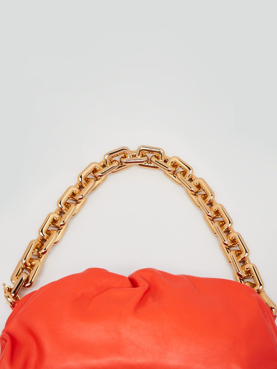 Bottega Veneta Orange Leather Chain Pouch Bag | Yoogi's Closet